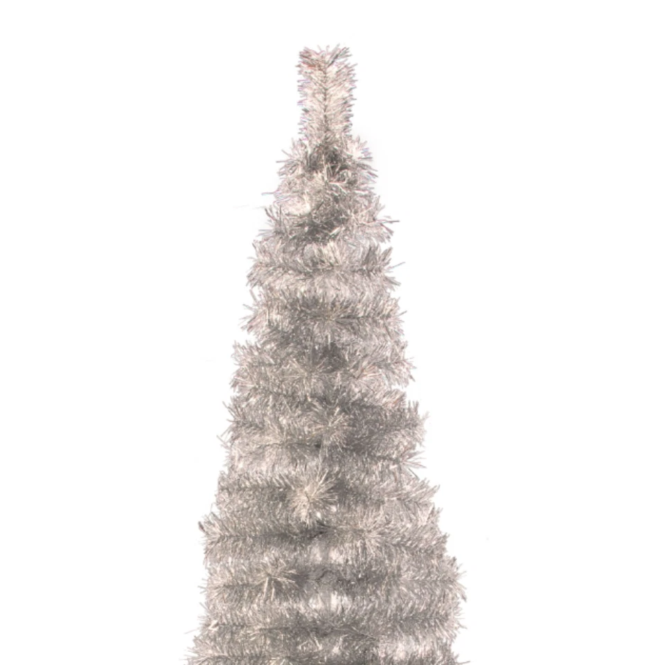 10FT Silver Pencil Christmas Tree Retro Tinsel Style XMASS Holiday Base Included - Image 2 of 4