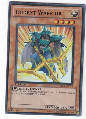 Yu-GI-OH Trident Warrior Super Rare englisch DREV-EN015 Dreizack Krieger
