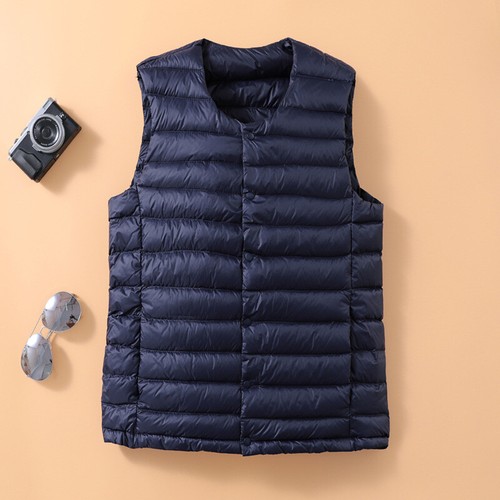 New Men's Collarless Down Vest V-neck Light Down Jacket Warm Jacket XS-XL - Picture 3 of 17