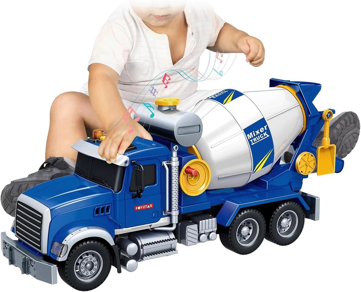 Large Cement Mixer Truck Toy Construction Friction Transport Truck