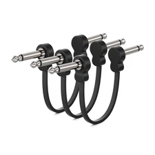 3 Pack Guitar Patch Cables, Premium 5 Inch Right-Angle 1/4" TS Pedal Board Cable