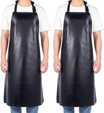 2 Pack Waterproof Rubber Vinyl Apron Adjustable Bib for Dishwashing Butcher
