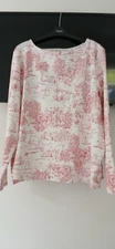 Beautiful Joules Long Sleeve Pink&White Toile Pattern TShirt/S/Shirt Top Size 18