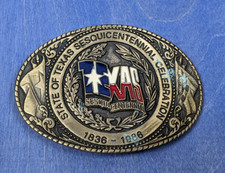 Vintage 1986 State of Texas Sesquicentennial Celebration Belt Buckle Solid Brass