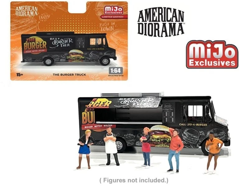 USA - STEP VAN Food Truck - The Burger  - black - American Diorama 1:64 - Photo 4/4