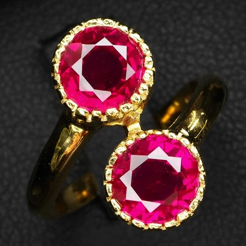 Radiant Pink Rubellite Tourmaline 2.65Ct 925 Sterling Silver Two Stone Rings