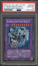 Yu-Gi-Oh! Elemental Hero Chaos Neos Gladiator's Assault 1st Ed GLAS-EN036 PSA 10