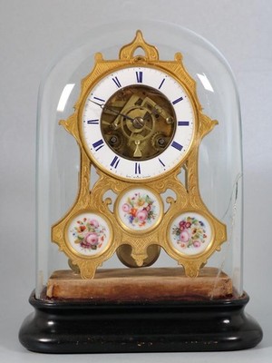 SELTENE ANTIKE FRANZÖSISCHE KAMIN SKELETT UHR Ting-Tang Glockenspiel EHRENPONS um 1837
