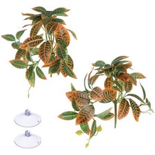 2 Pcs Artificial Reptile Plants Amphibian Habitat Decor Mixed Colors