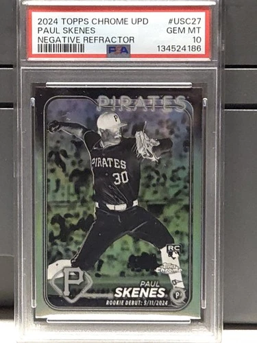​2024 Topps Chrome Paul Skenes Pirates Negative Refractor PSA 10 RC #USC27