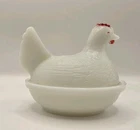 Westmoreland Hen on Nest Milk Glass Vtg Covered Dish Salt Cellar 4"