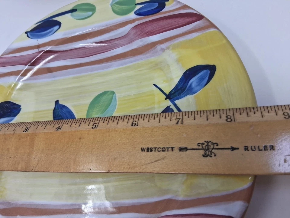 Lote de 3 placas de tulipán de pintura a mano italiana cerámica envejecida locura amarillo pálido 8,5" Foto 2 de 4