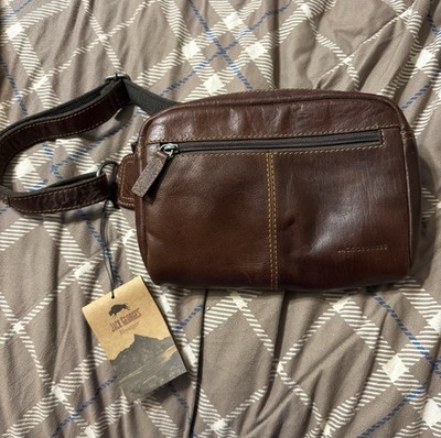 Jack Georges Voyager 7109 BRN Brown Leather Zip Waist Pack Belt Bag Unisex