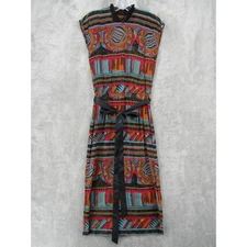 Vintage Foxy Lady San Francisco Dress XS  Aztec Midi Open Back 70s Boho Button