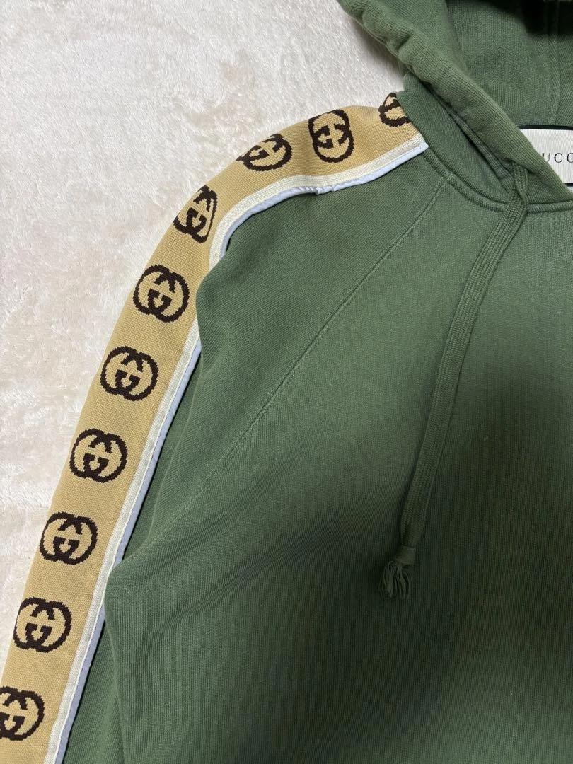 Felpa con cappuccio Gucci in jersey di cotone verde m3_0712