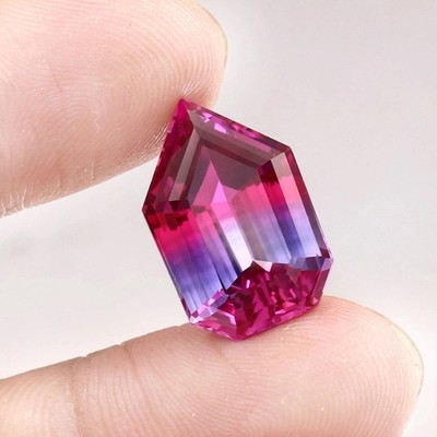 AAA Natural Flawless Ceylon Bi-Color Sapphire Fancy Cut Loose Gemstone 9.55 Ct+
