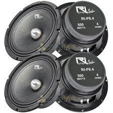 4 RI Audio 8" Midrange Speakers 500 Watts Peak 250 Watts RMS 4 Ohm Car Audio