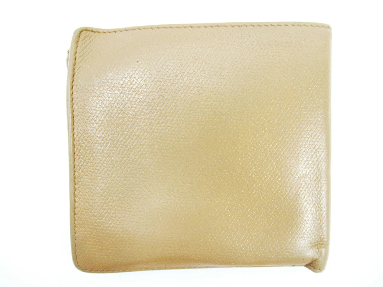 CHANEL Beige Leather Coco Button Folding Wallet Summer Fashion Accessory