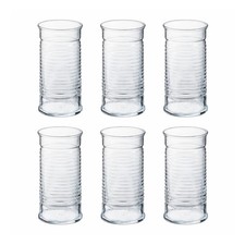Hiball Glass Set of 6 Tempered 470ml Textured Can Drinking Cocktail Glassware