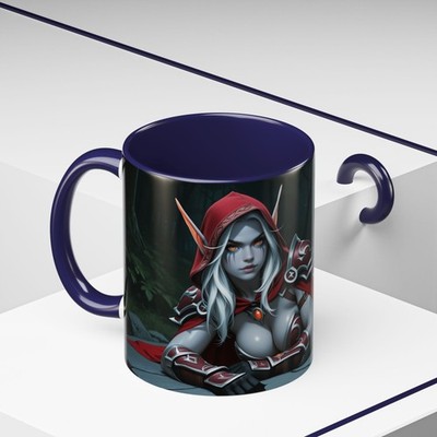 Sexy Sylvanas Windrunner Mug, WoW Coffee Cup, Hot Dark Elf Girl Gift, 11oz