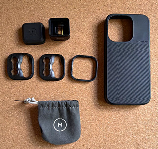 Moment 1.33 Anamorphic Gold Flare Lens plus iPhone 14 Pro Case with Mount