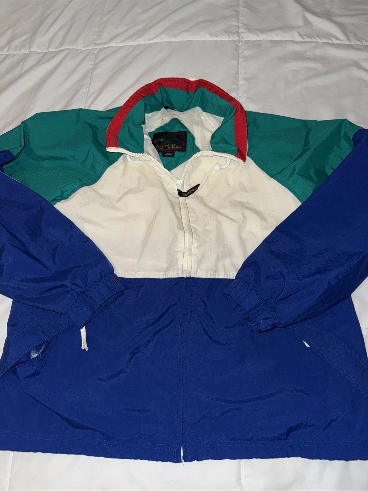 Vintage Men’s Field And Stream Packable Colorblock Windbreaker Jacket Size XL