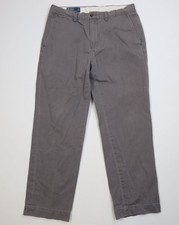 Vtg 90s Ralph Lauren Mens 32x29 Faded Wide Leg Chino Pants Trousers Gray Cotton