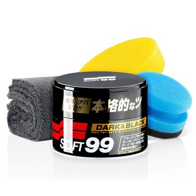 car hard wax Soft99 Dark & Black Wax polishing puck soft microfiber 550GSM