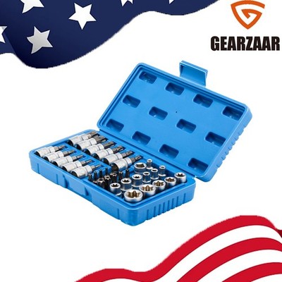 E-Socket 3/8'' NEW USA Male Female Security Bits 34pcs 34x For Car 3/8 Drive