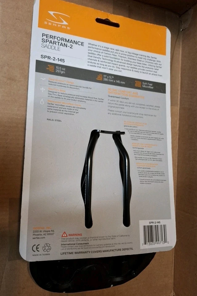 Serfas Spartan2 Road Bike Saddle 145mm Steel Rails - Image 3 of 4