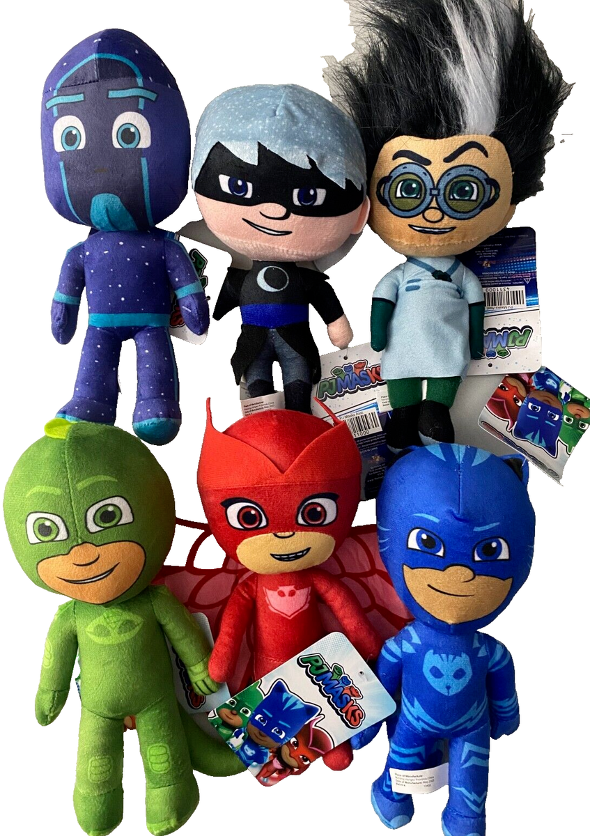 Set of 6 Plush Toys PJ Masks 9-10 inches each. Complete Set Hasbro