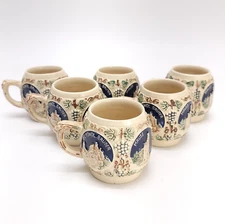 Gerz German Castle Stoneware Cups Mugs Set 6 1940's Collectable 3030 Mug
