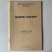 Manon Lescaut Libretto 1965 Metropolitan Opera Giacomo Puccini | Franco Colombo