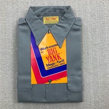 VINTAGE Big Yank Shirt Mens Medium Gray Button Up WorkWear 70s Magic Twill Union