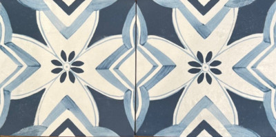 4.5x4.5 Mallorca Collection Blue Pattern 1 Porcelain Wall Tile Pool (Pack of 4)