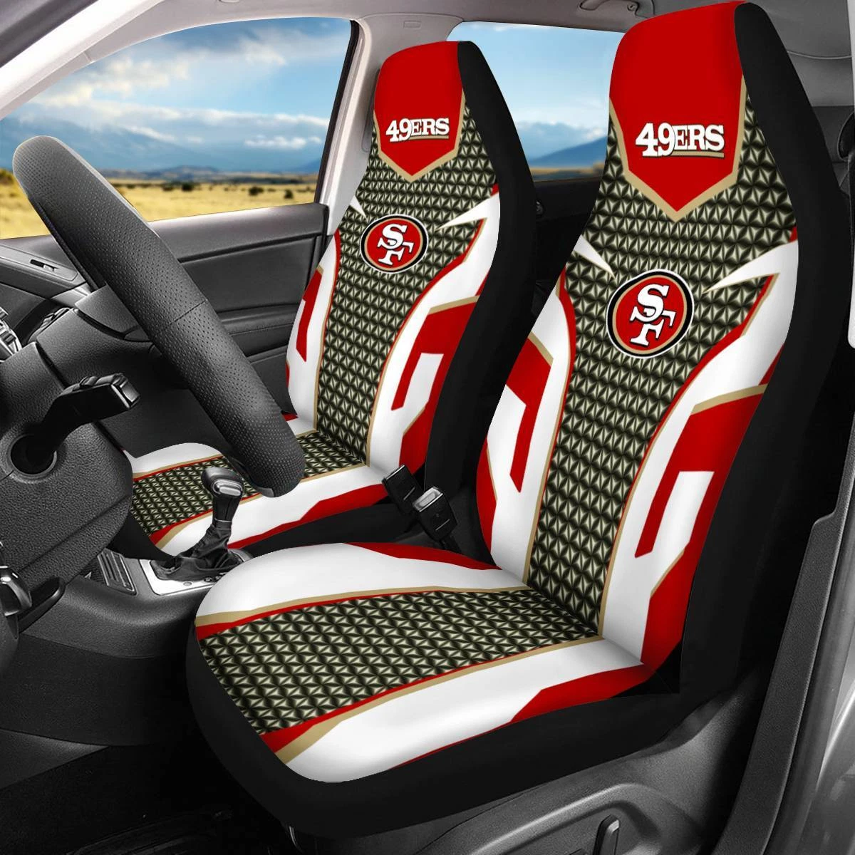 Car Seat Cover Seat Protector 2Pc with San Francisco 49ers