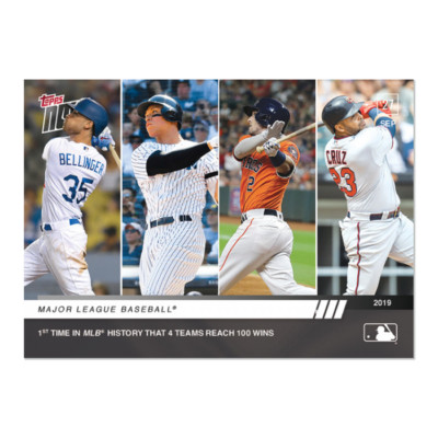 2019 TOPPS NOW #912 MLB BELLINGER JUDGE BREGMAN CRUZ - 1ST TIME 4 TEAMS 100 WINS