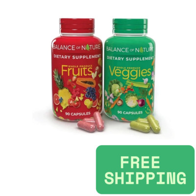 Fruits and Veggies Daily Supplement Balance  of Nature-180 Capsules! Exp.10/26+