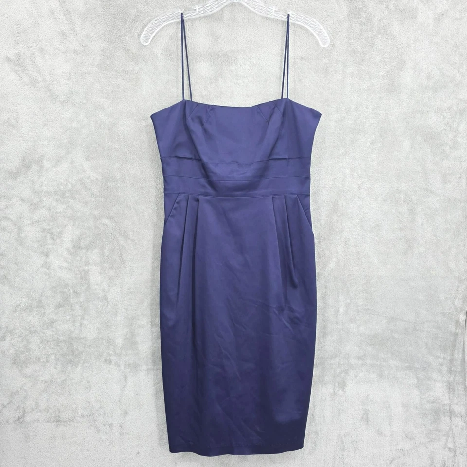 Vestido Vaina Democracy De Colección 6 Ciruela Azul Púrpura Satinado Y2K Años 90 Bolsillos Tirantes Nuevo Foto 3 de 4