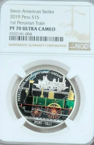 2019 PERU SILVER 1 SOL S1S FIRST PERUVIAN TRAIN NGC PF 70 ULTRA CAMEO PERFECTION