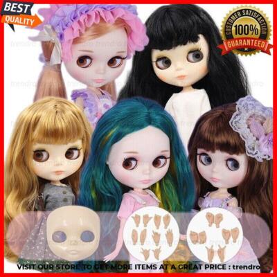 Trendro Nude Blythe Puppe aus Fabrik 12'' Gelenkkörper weiße Haut schwarze Haare 1/6