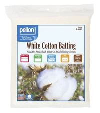 White Cotton Quilting Batting, 90" X 108" Queen Size Precut