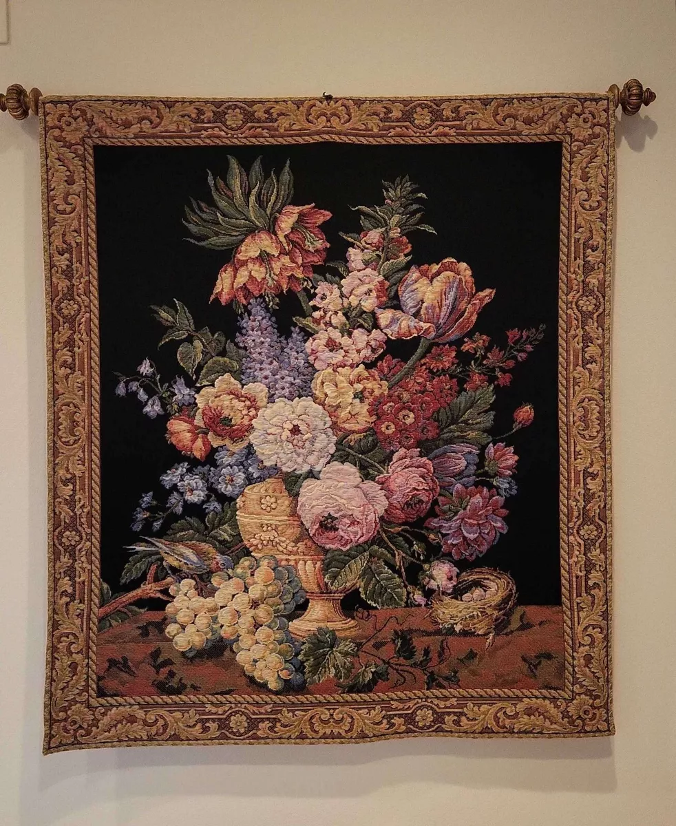 Floral Wall Tapestry High End Quality Tapestry House 58x50 with Decorative rod