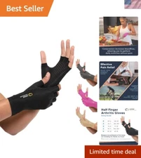 Copper Infused Fingerless Arthritis Gloves for Pain Relief | Unisex Medium Size