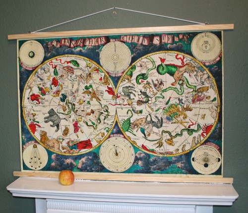 Antike himmlische Wandkarte 1670er von Frederick de Wit Druck auf Leinwand 37 x 25 Zoll J