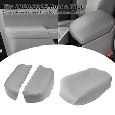 Fits 09-15 Honda Pilot Center Console Lid Front Door Armrest Vinyl Cover Gray
