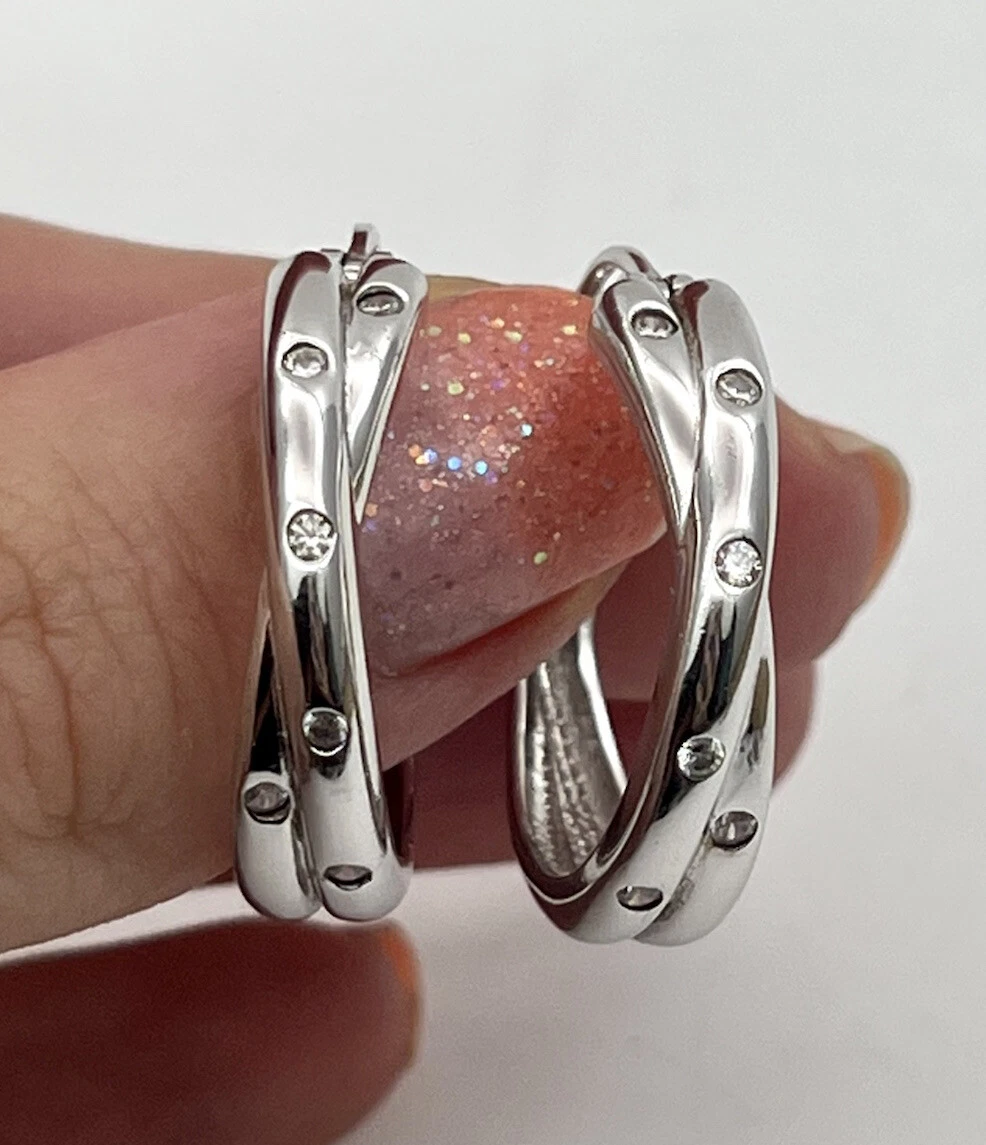 Sterling silver hoop earrings 2024 with butterfly back