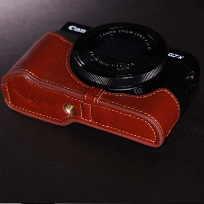 Funda de cuero hecha a mano para cámara media bolsa para Canon G7X Mark II (G7X2)/G7X3 Foto 4 de 4