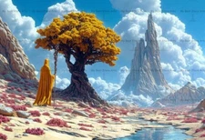 COSMIC DRUID ART PRINT, Surreal Landscape Decor, Futuristic Planet Poster E855