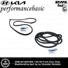 OEM 821302V000 / 82140 Front Door Side Weatherstrip Belt 2p for Hyundai Veloster